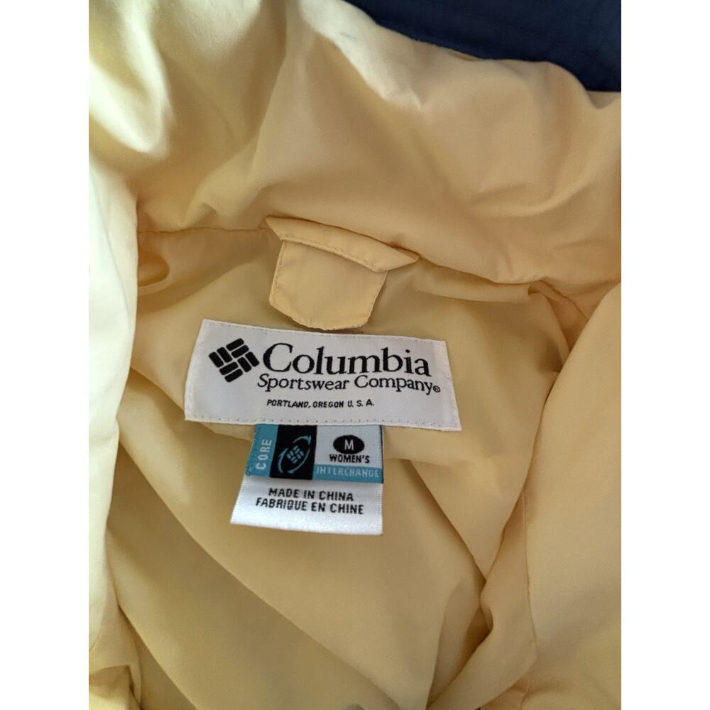 VTG Columbia Women’s Jacket Butter Yellow Blue Accents Sz M Packed Hood Outdoor - Picture 7 of 7